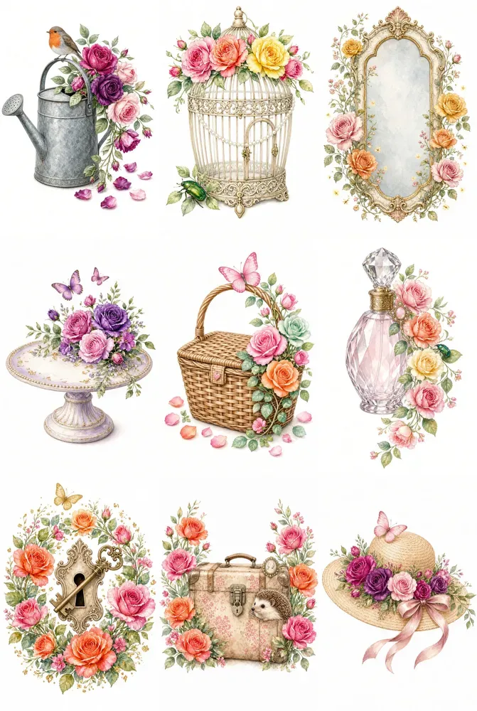 Rose Sticker Clipart 100 Packs For Etsy