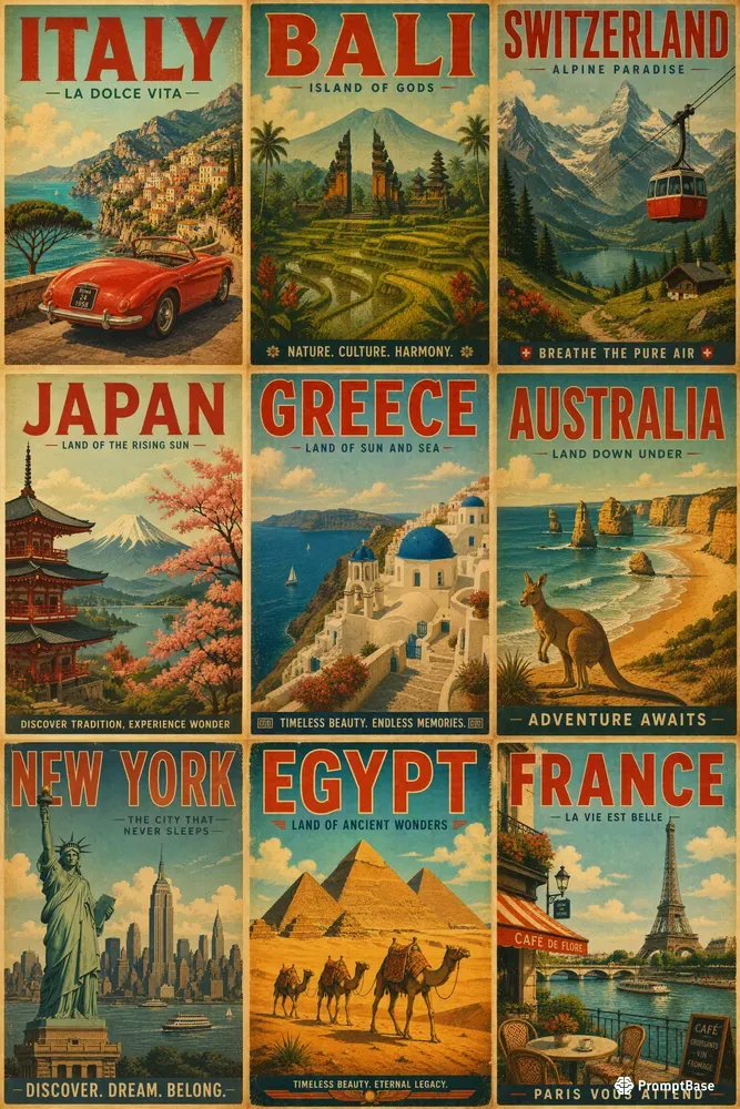 Vintage Wanderlust Retro Travel Posters