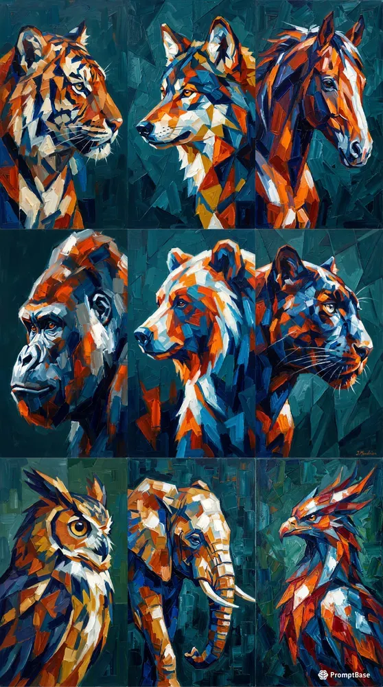 Geometric Cubist Oil Paint Style