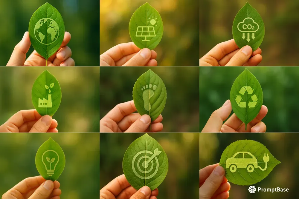 Eco Symbols On Leaves