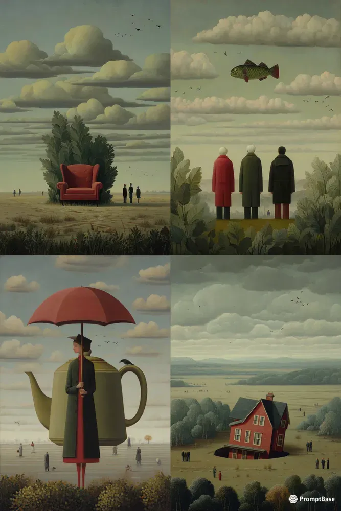 Dreamlike Surreal Folk Oil Paintings