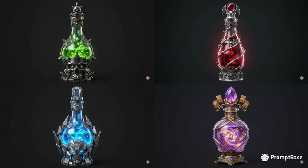 3D Magical Potion Bottles