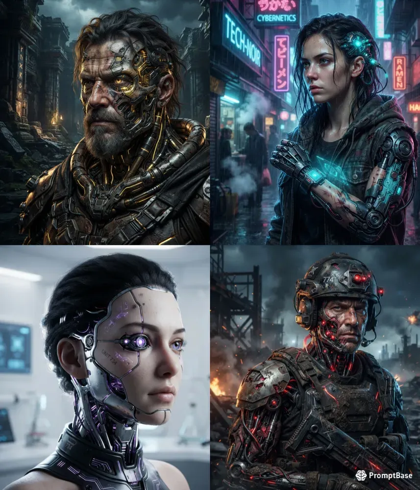 Futuristic Biomechanical Cyborg Portraits