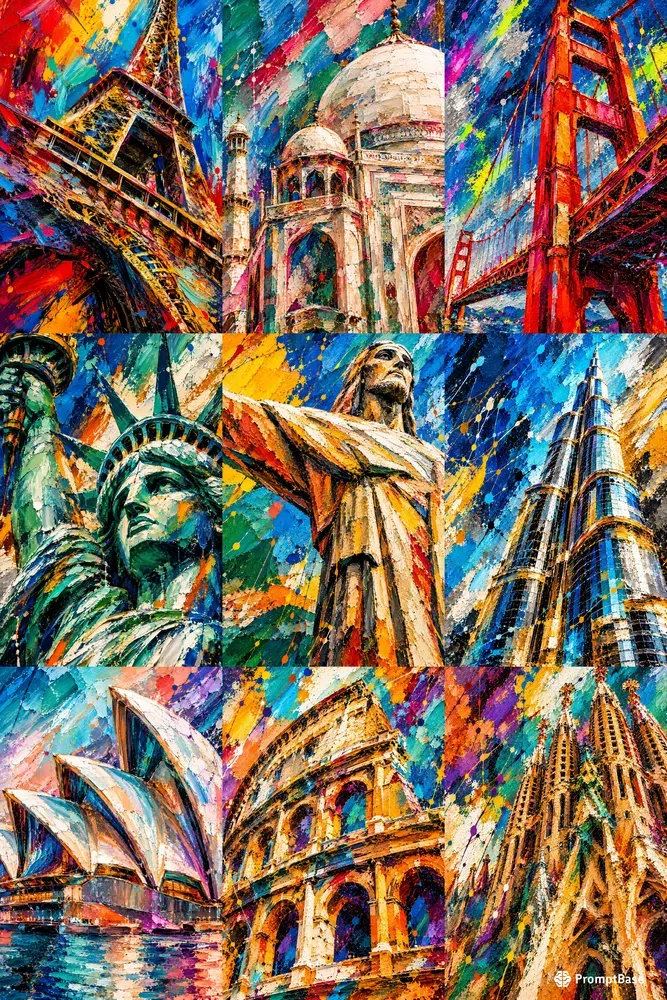 Abstract World Landmark Art Collections