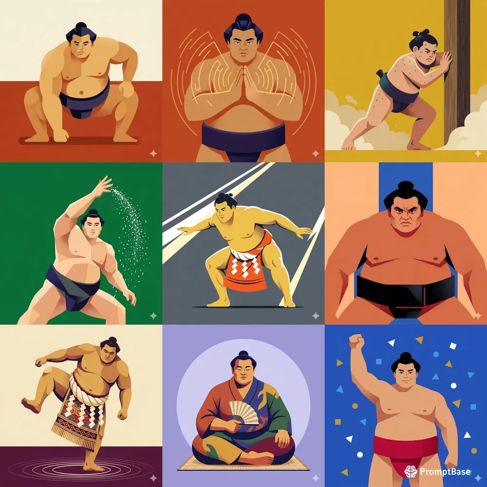 Minimalist Sumo Wrestler Illustrations