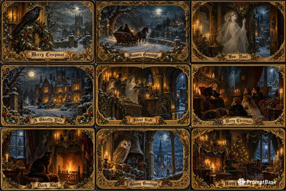 Gothic Christmas Postcard Art