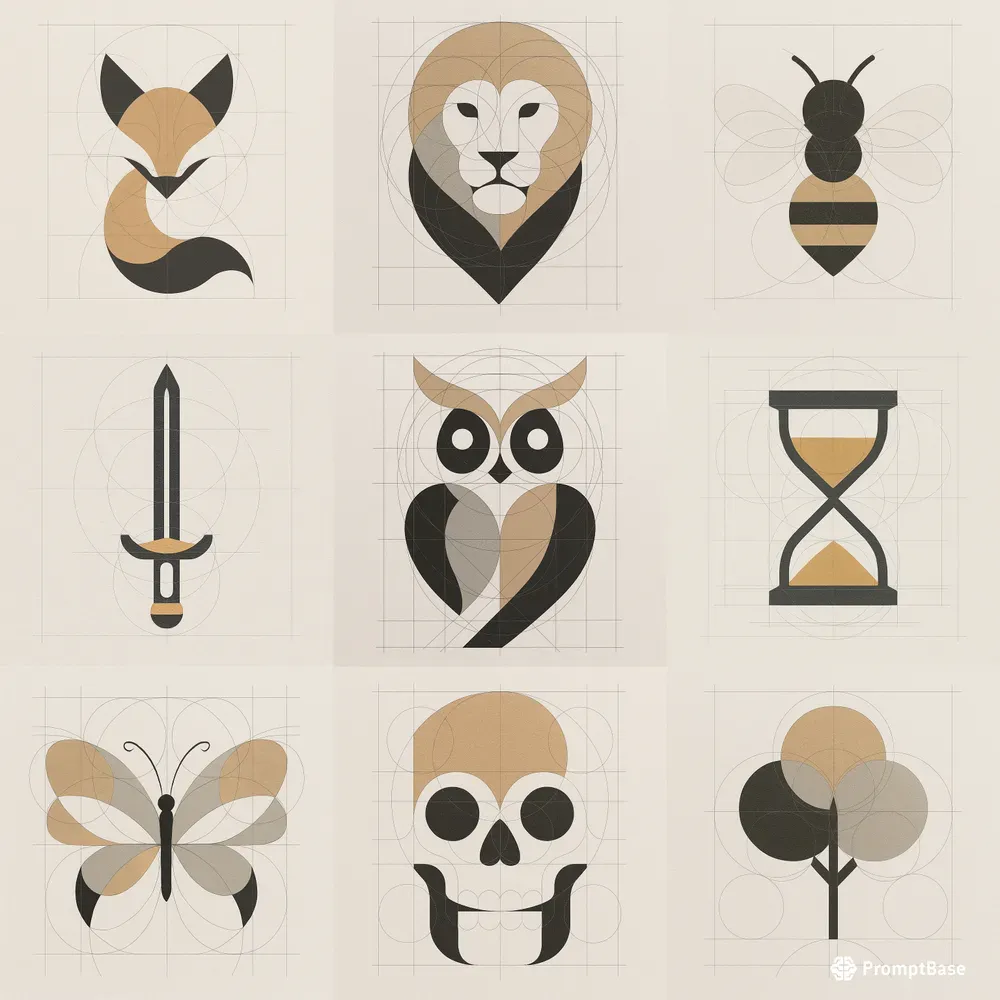 Golden Ratio Grid Logos Minimalist Vecs