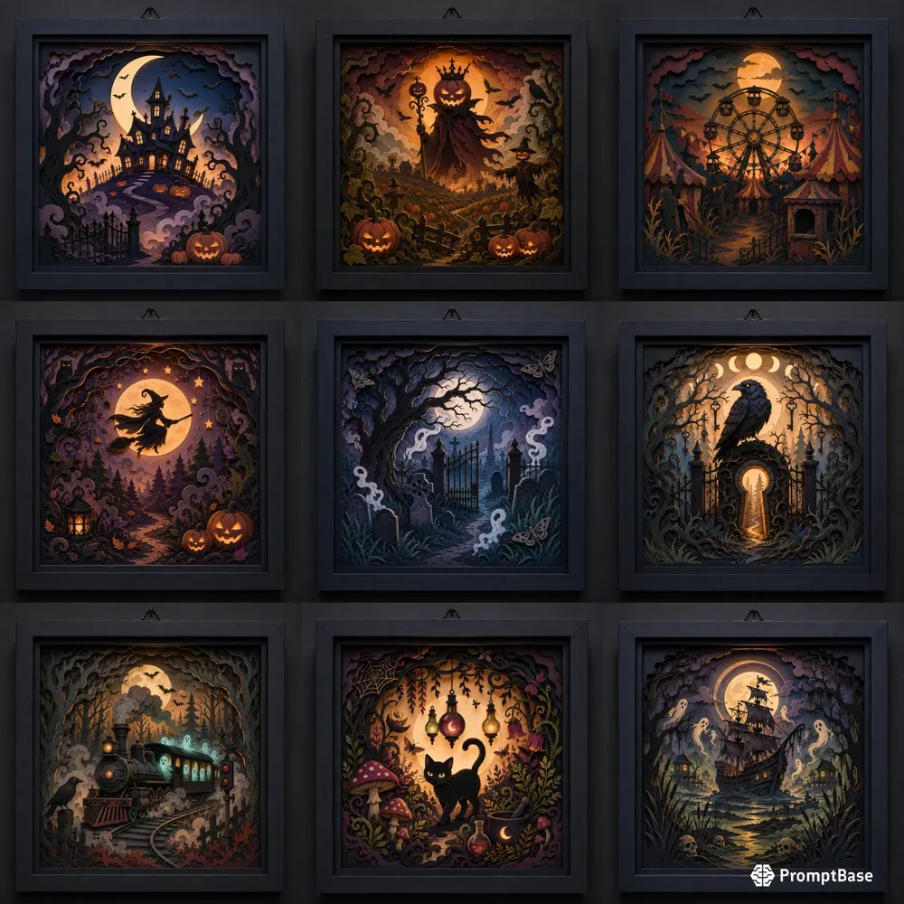 Halloween Papercut Shadow Boxes