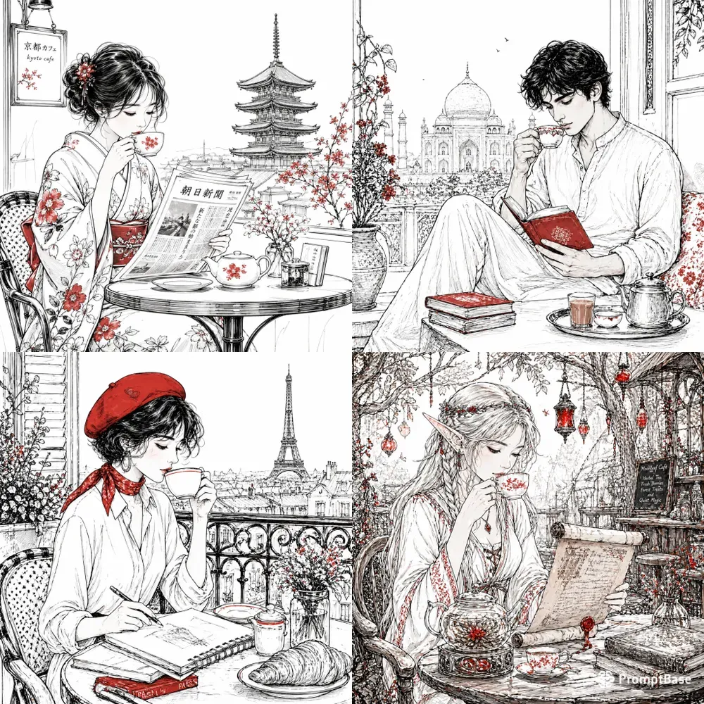 Elegant Morning Serenity Sketches