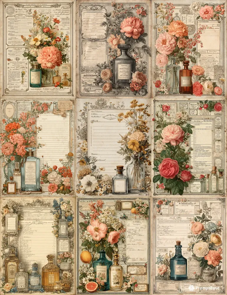 French Perfume Junk Journal Pages