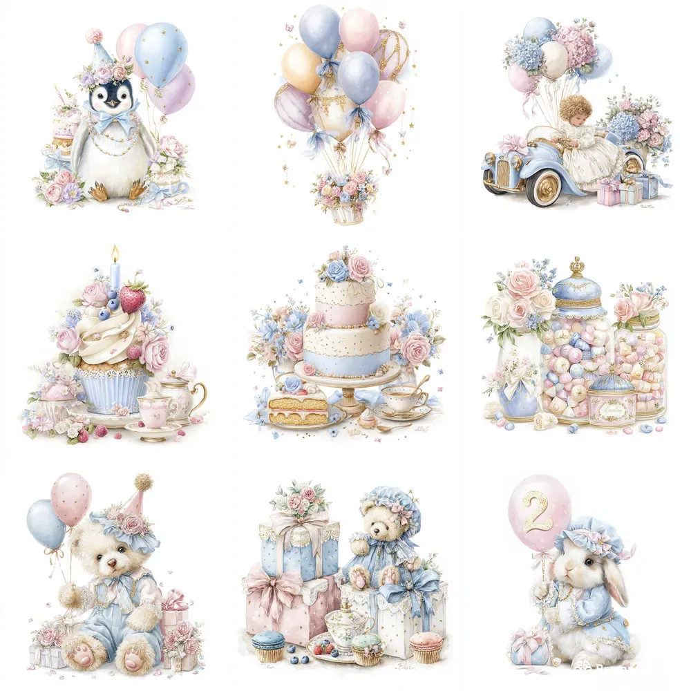 Aristocratic Birthday Kids Party Clipart
