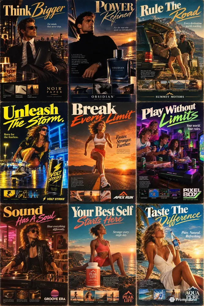 Retro 80s Cinematic Ad Poster Designs