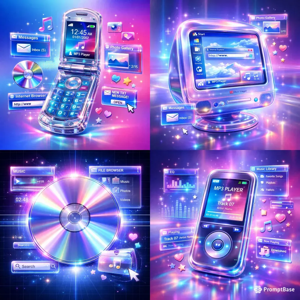 Retro Y2k Tech Aesthetic Graphics