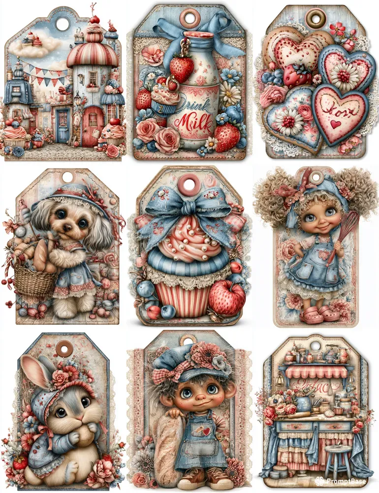 Sweet Denim Baking Girl Product Tags