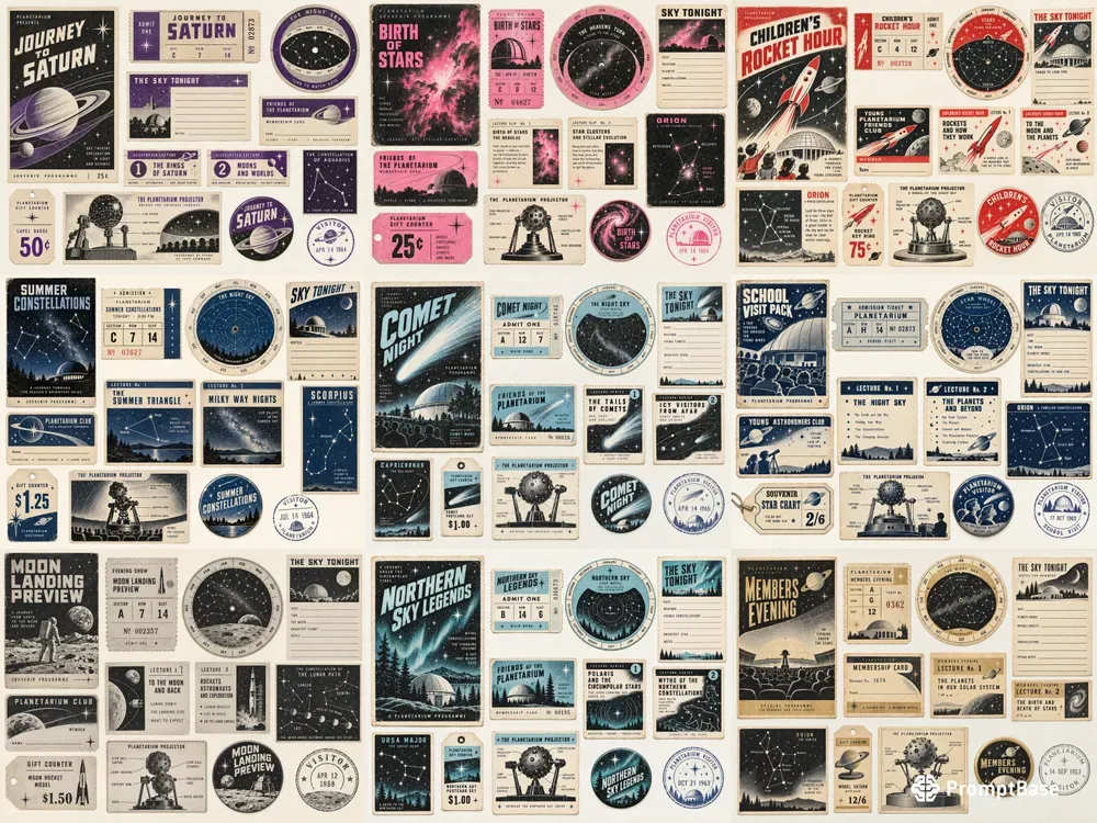 Retro Planetarium Ephemera Art