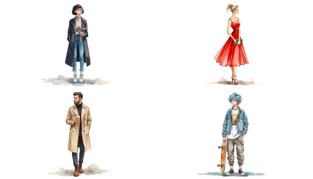 Minimalist Watercolor Fashion Illustrations