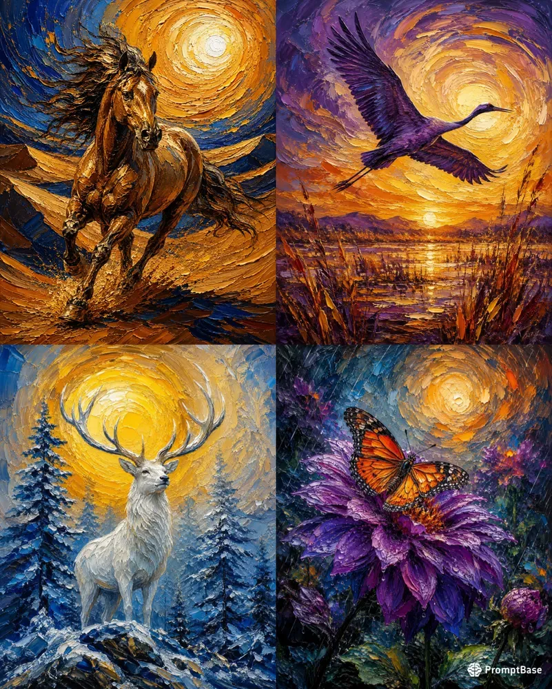 Celestial Creatures In Golden Motion