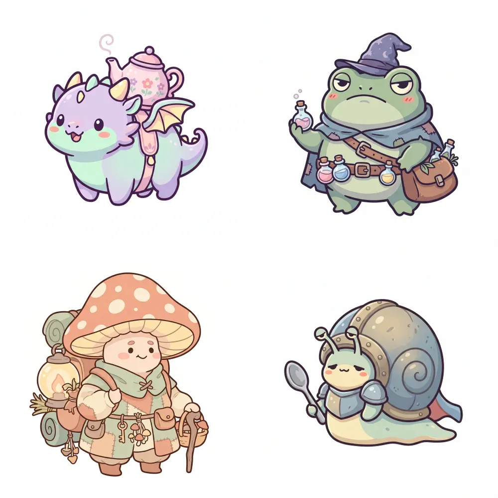 Whimsical Game Character Cliparts Cute