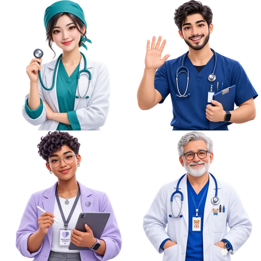 Minimalist Inclusive Medical Avatar Sets