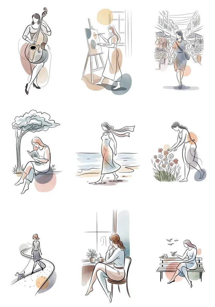 Picasso Watercolor Women