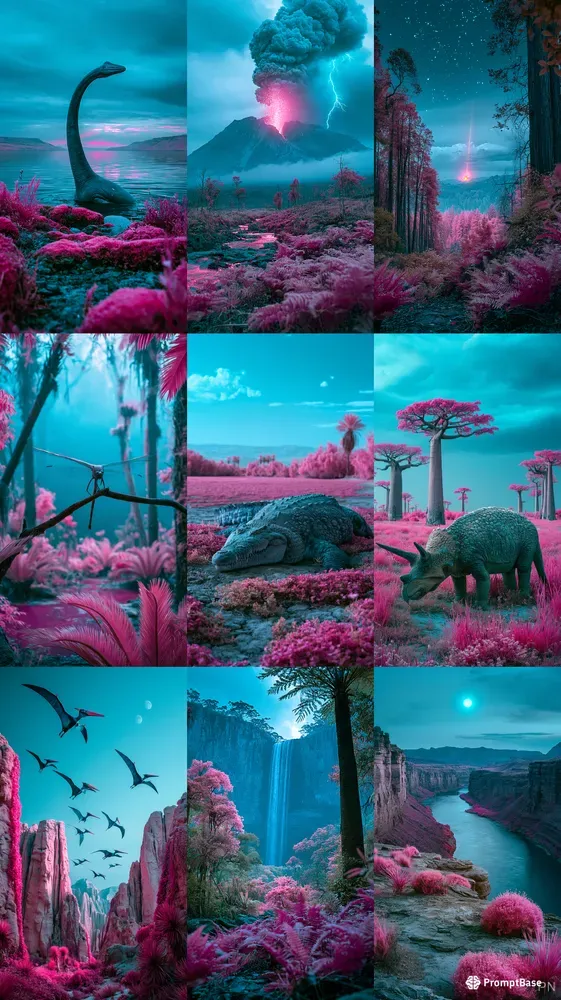 Surreal Infrared Prehistoric Worlds
