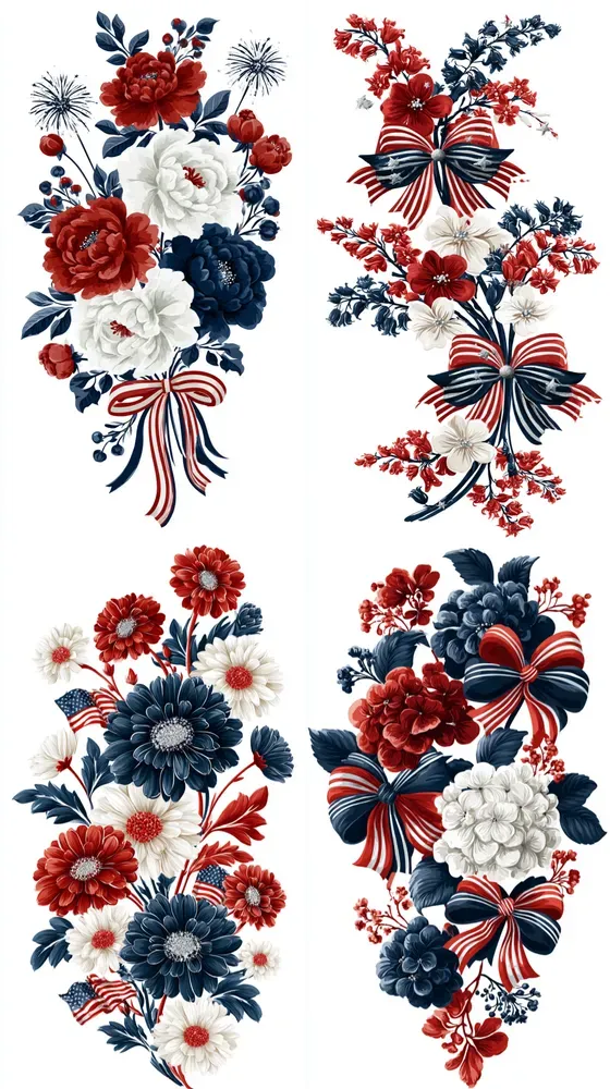 Patriotic Floral Clipart Sets