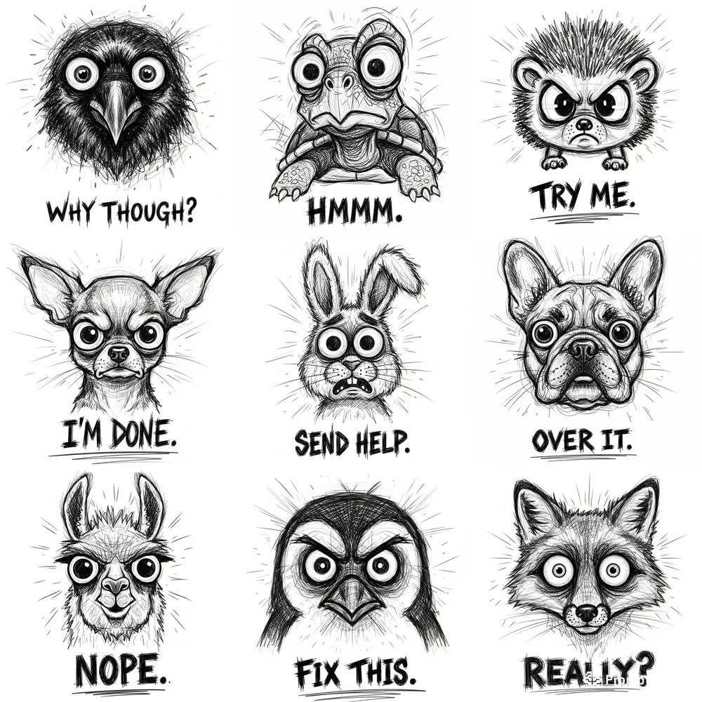 Angry Abstract Sketch Animals