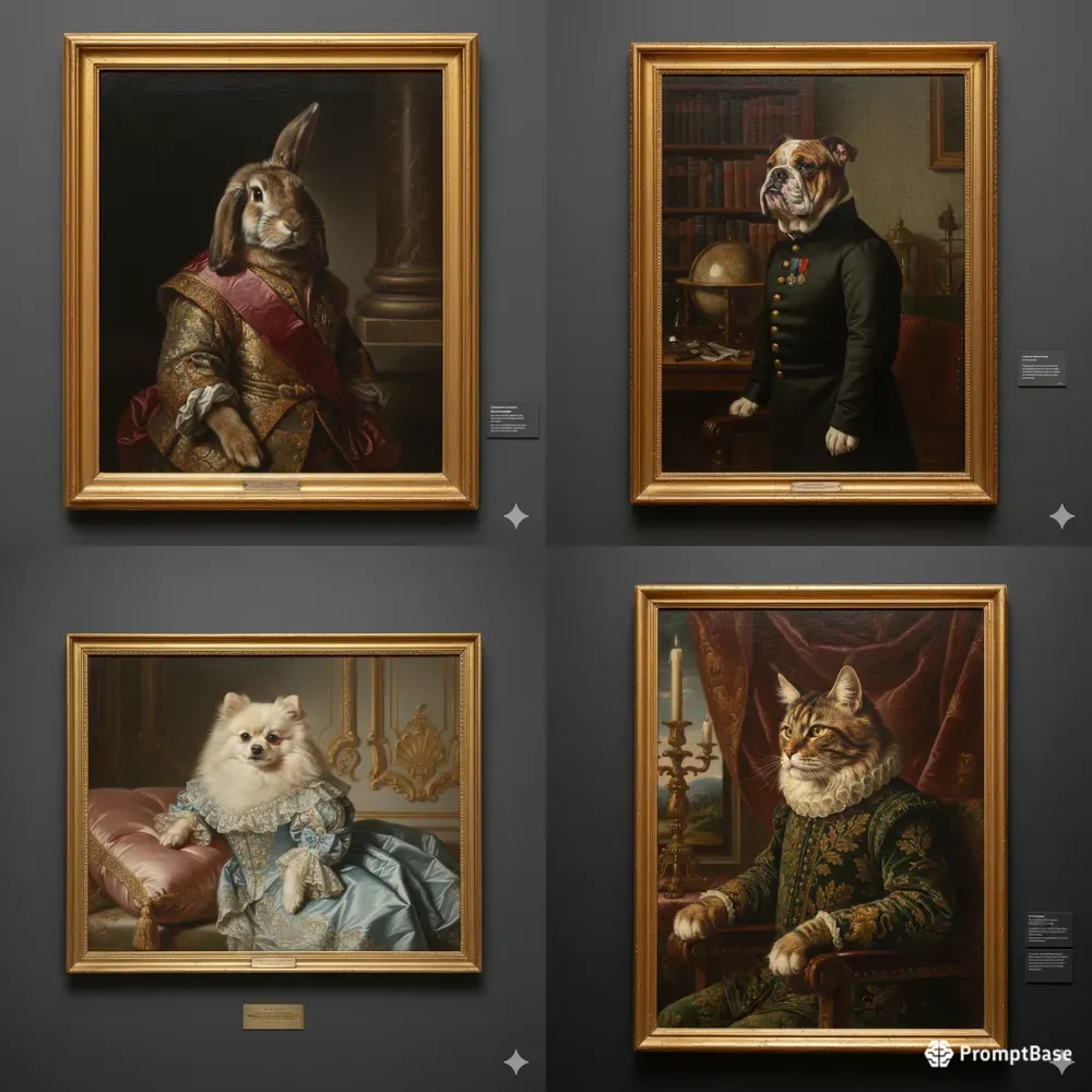 Museum Quality Regal Pet Oil Portraits