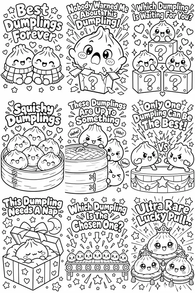 Viral Dumplings Coloring Book Pages