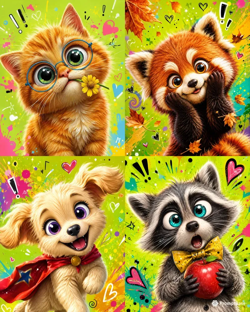 Whimsical Furry Pop Portraits