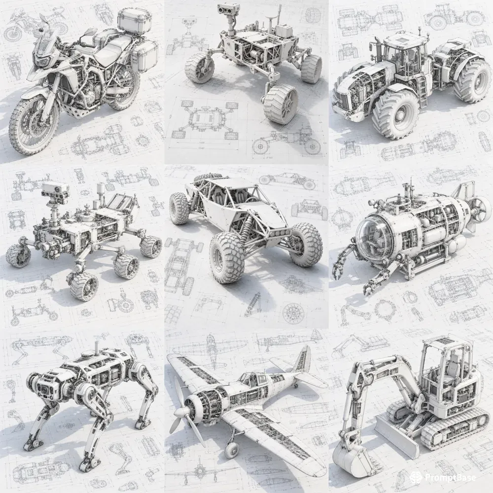 White Blueprint Machines