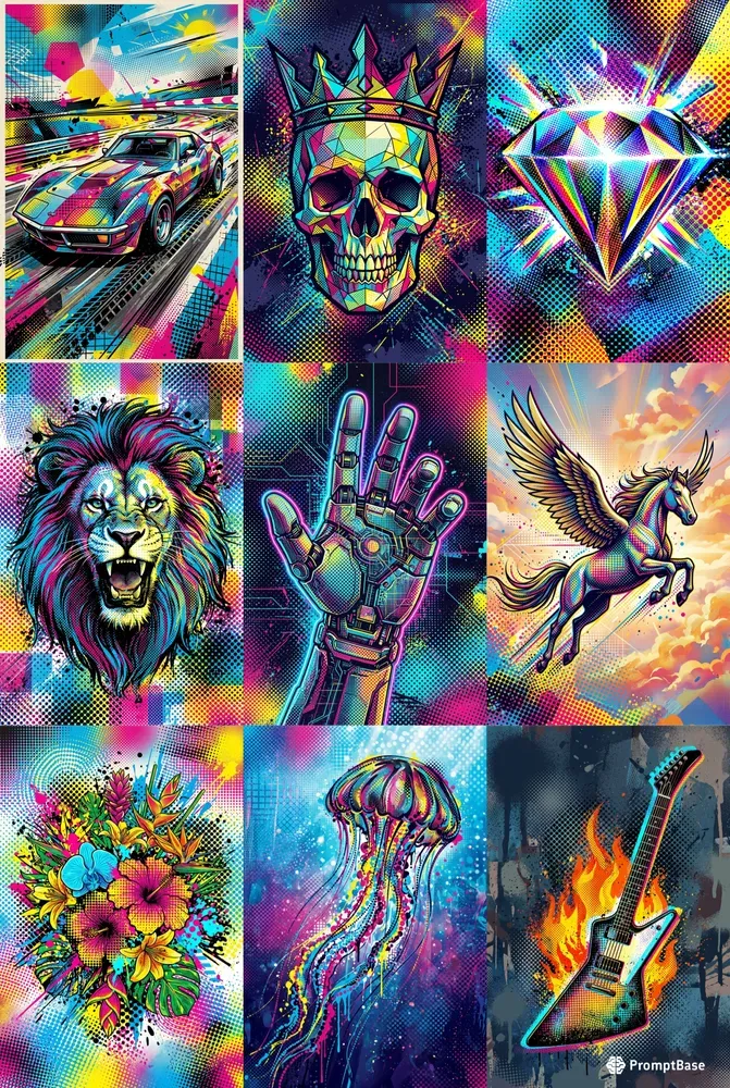 Cmyk Halftone Pop Art Overlays 2x3