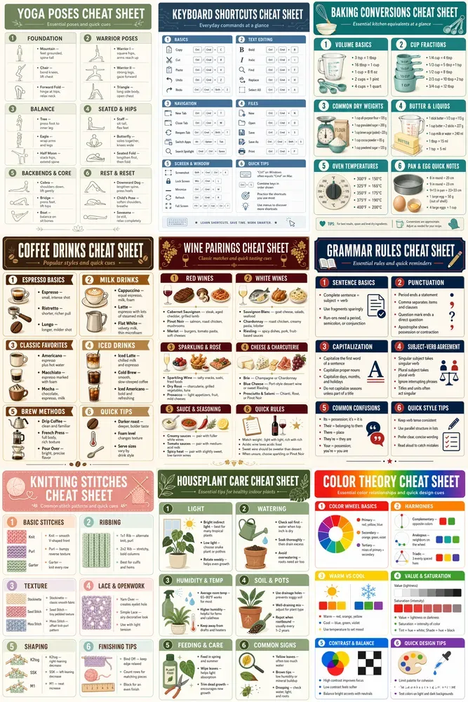 Cheat Sheet Posters Any Topic