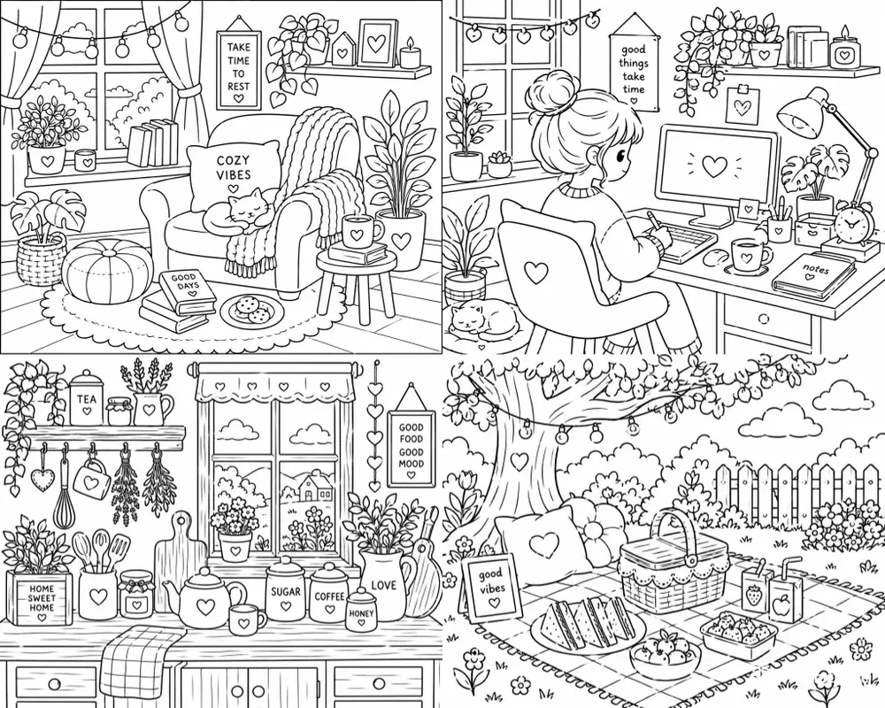 Cute Easy Spaces Coloring Book Pages