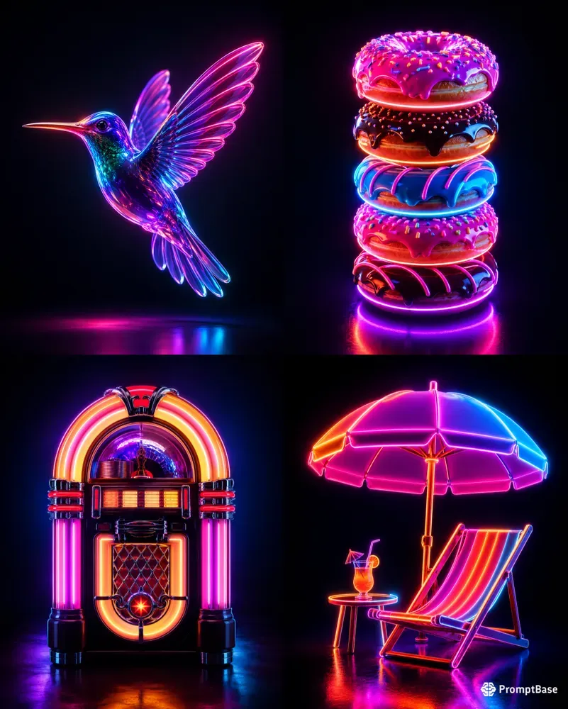 Neon 3D Object Generator Systems