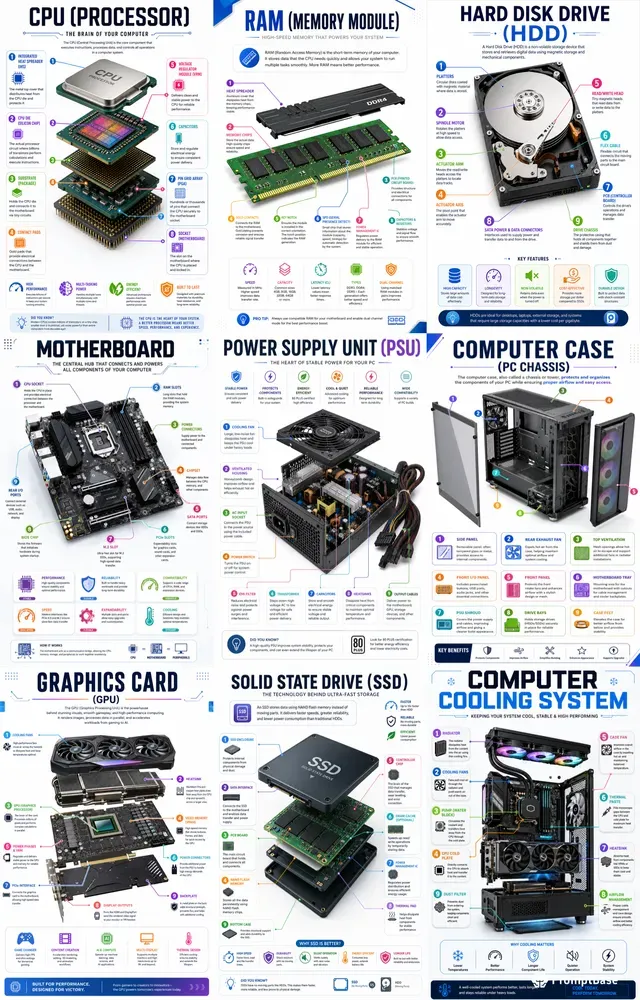 Computer Parts Infographic Packs