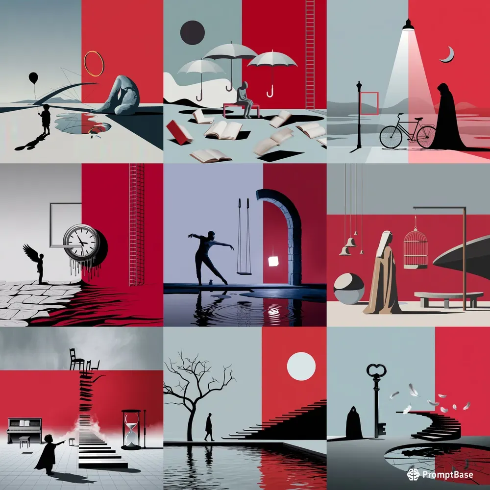 Minimalist Surreal Silhouettes Scenes