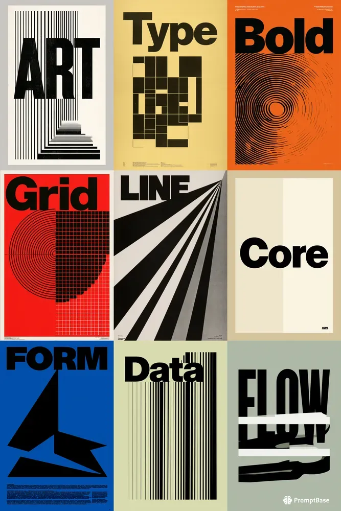 Swiss Style Grid Typography Posters