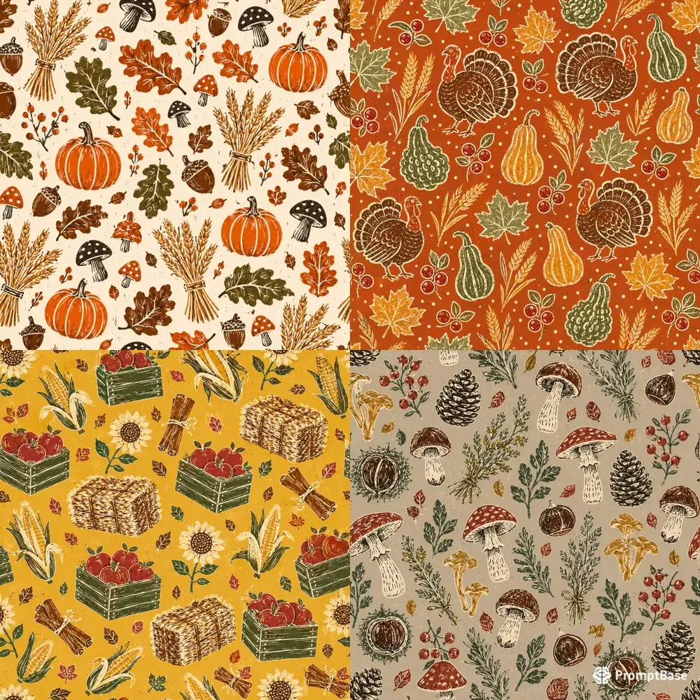 Vintage Autumn Harvest Patterns