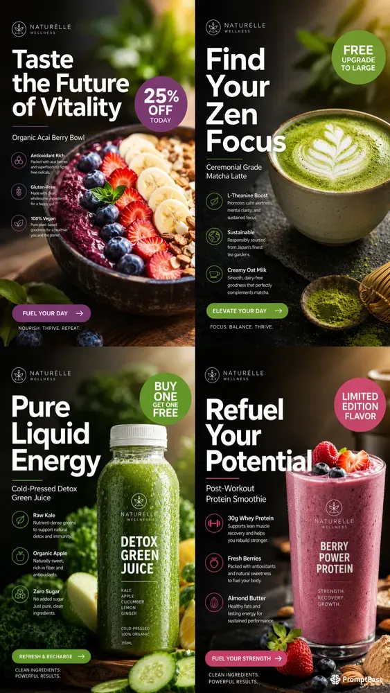 Wellness Cafe Social Media Ad Assets