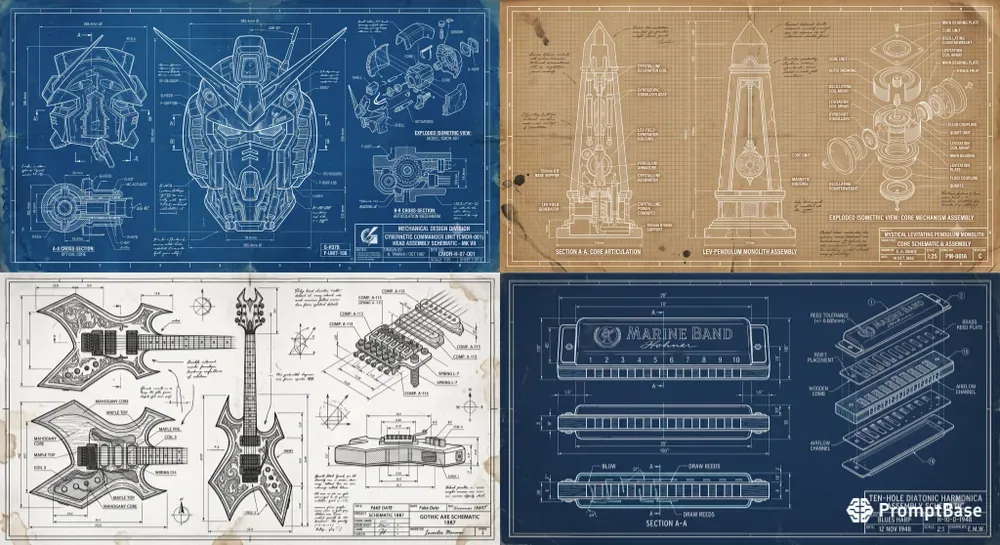 Vintage Blueprint Schematics