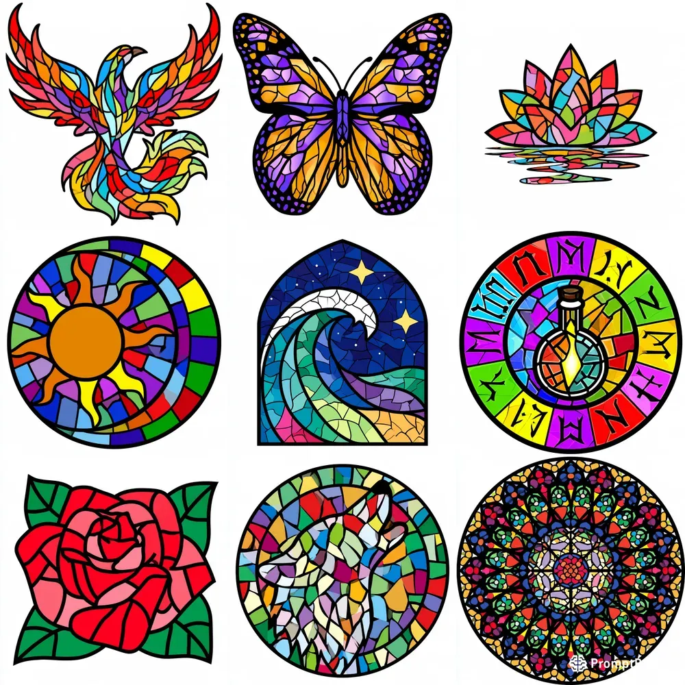 Stained Glass Window Mosaic Icons