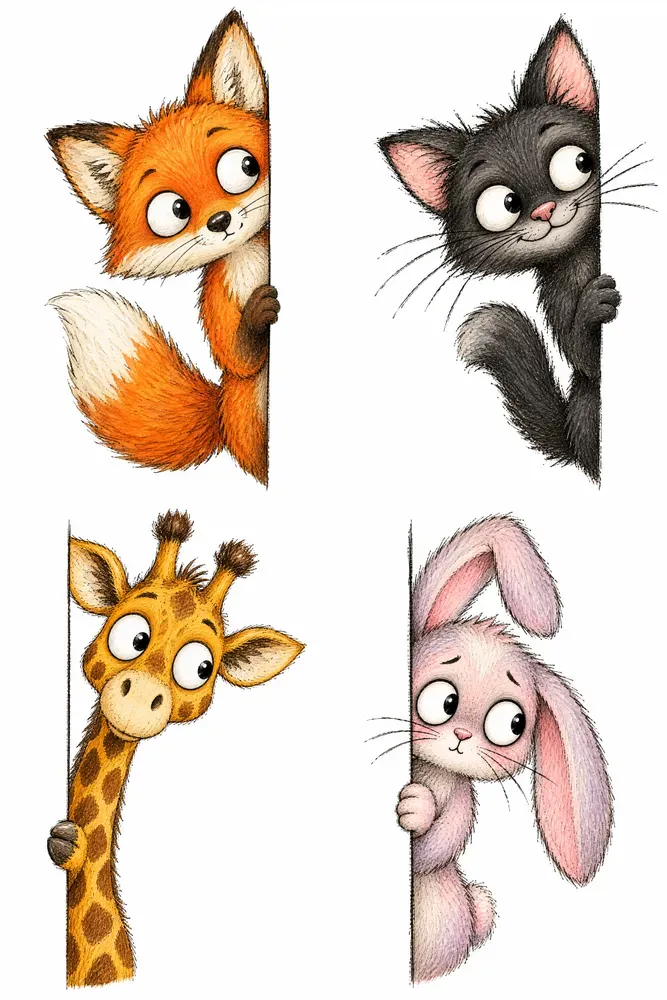 Peeking Animals Clipart