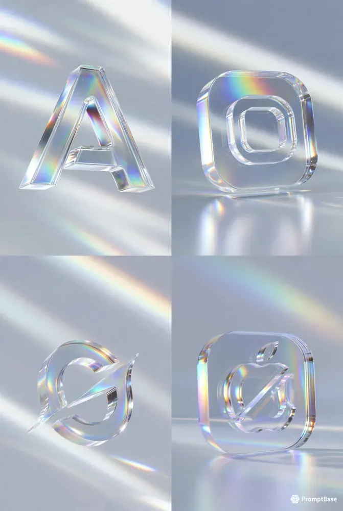 Holographic Glass Logos 8K