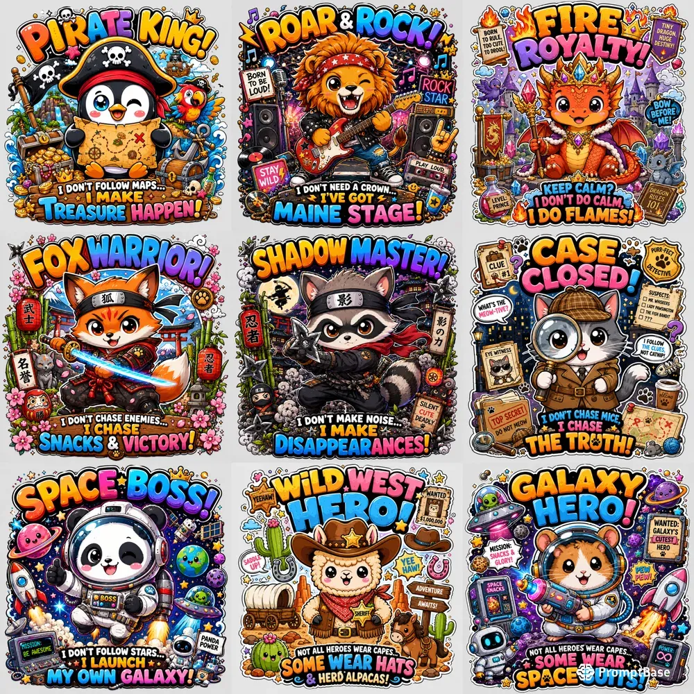 Kawaii Sticker Bomb Character Poster Art