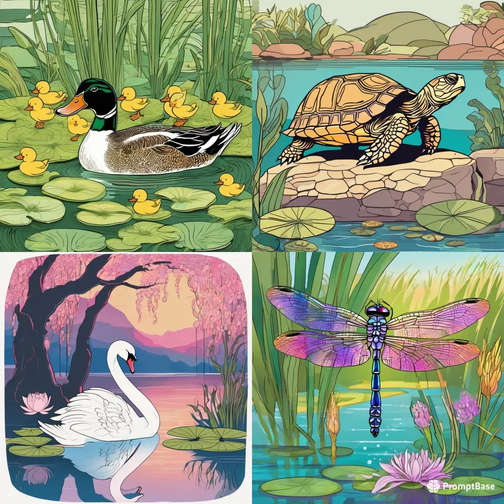 2D Pond Lake Animals Collections