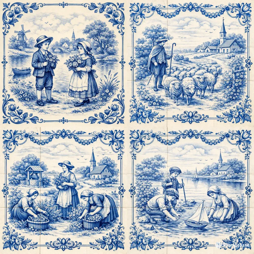 Delft Blue Vintage Tiles