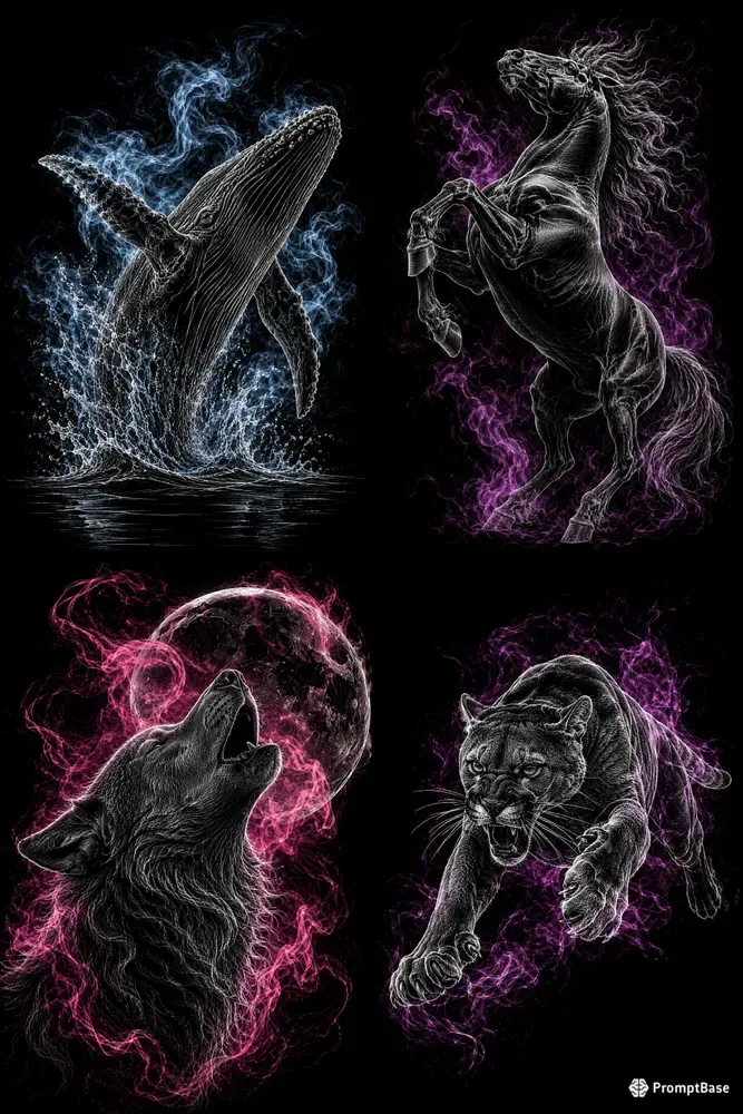 Dark Etching Animal Motion Art Pods