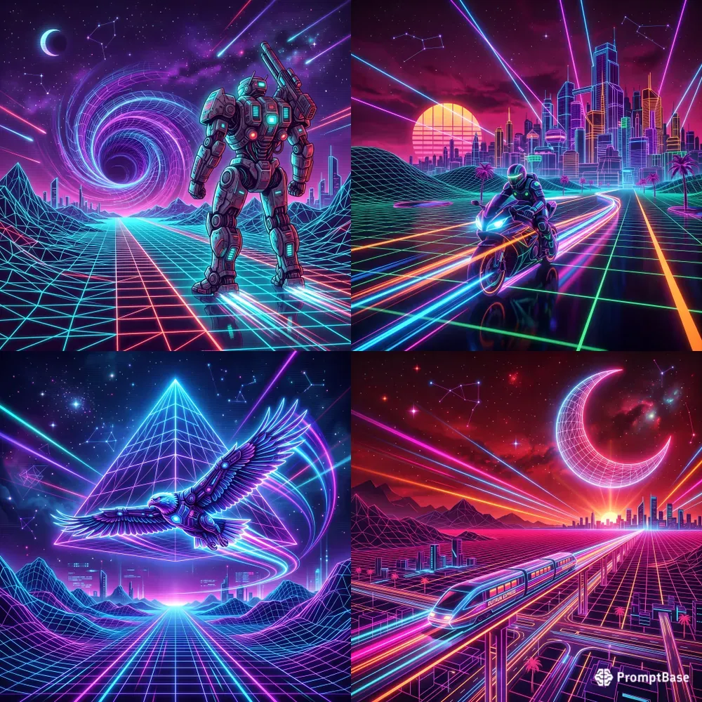 80s Synthwave Retro Outrun Art Templates