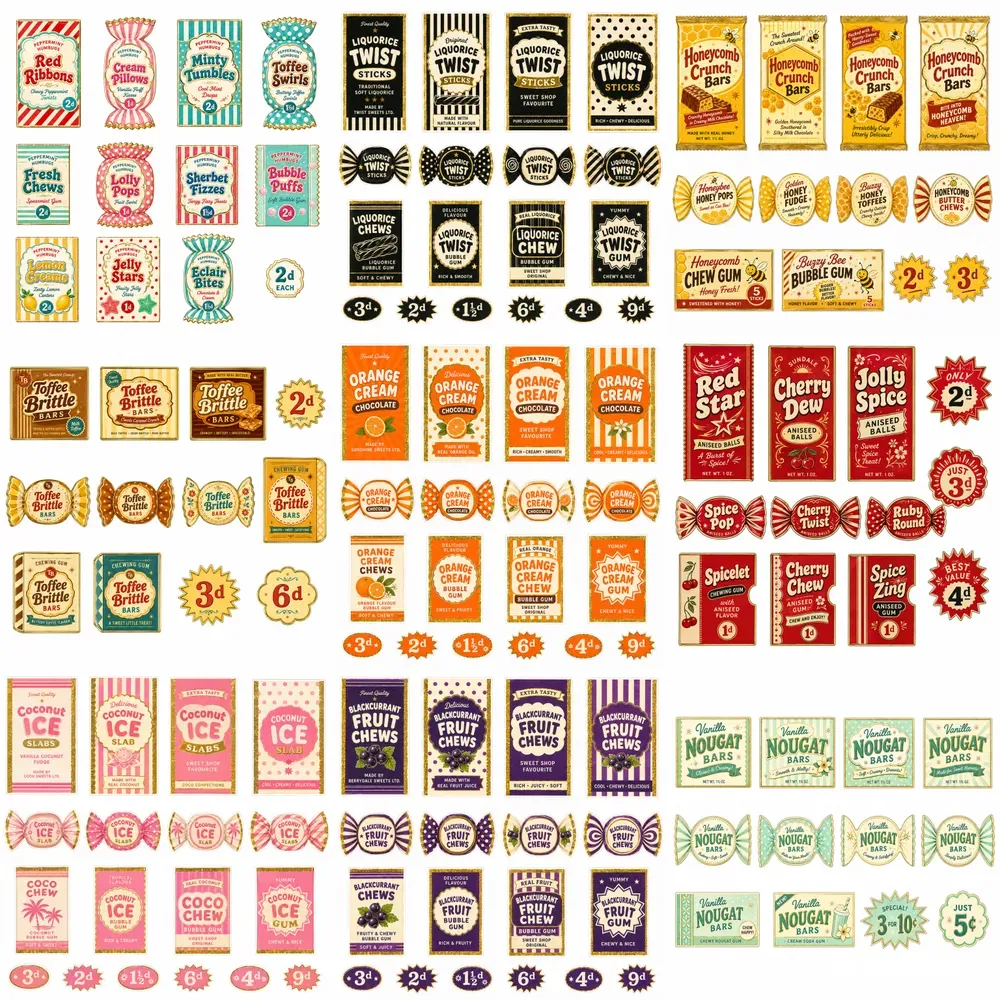 Candy Wrapper Cutout Sheets